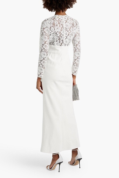 Cutout corded lace-paneled crepe maxi dress