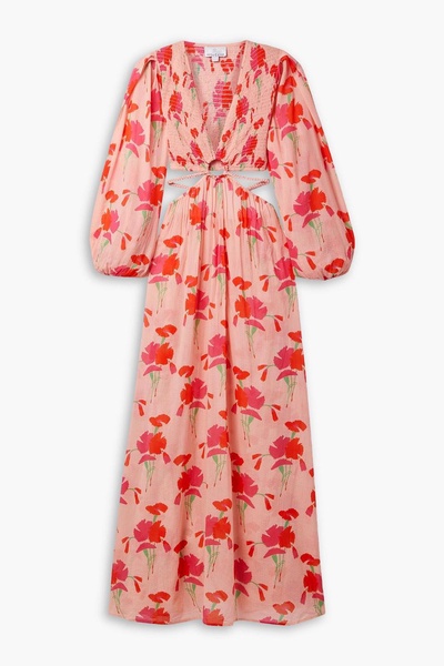 Leonie cutout printed cotton-voile maxi dress