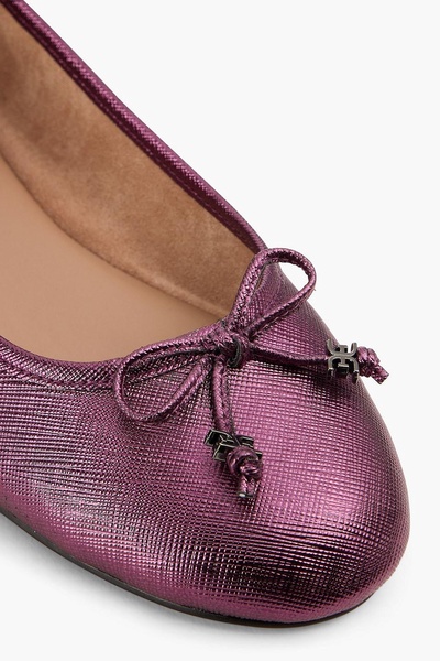 Felicia metallic faux textured-leather ballet flats