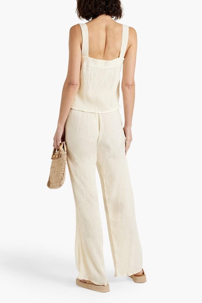 Hali plissé bamboo and silk-blend wide-leg pants