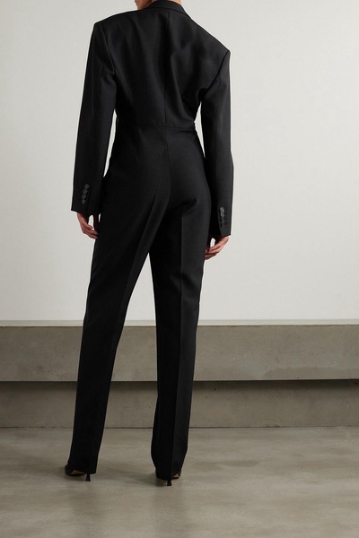 Satin-trimmed wool jumpsuit