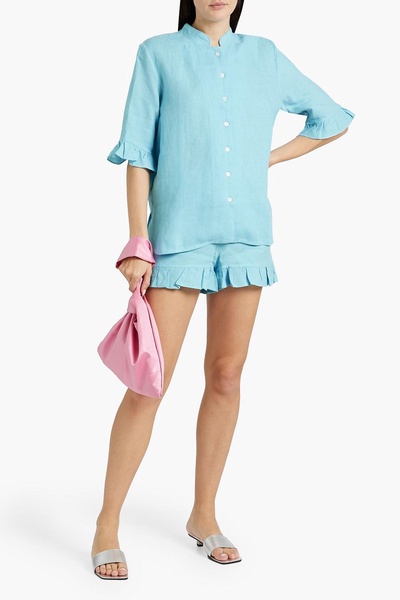 Ruffled linen pajama set