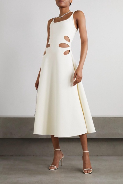 Cutout twill midi dress