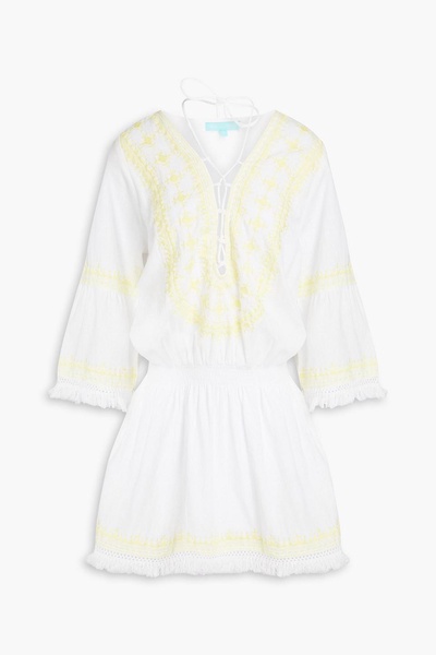 Martina embroidered cotton and linen-blend mini dress