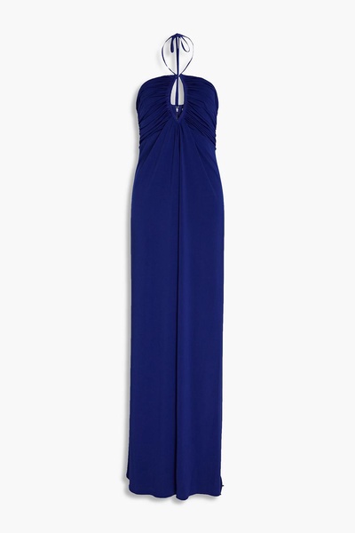 Ruched jersey halterneck wide-leg jumpsuit