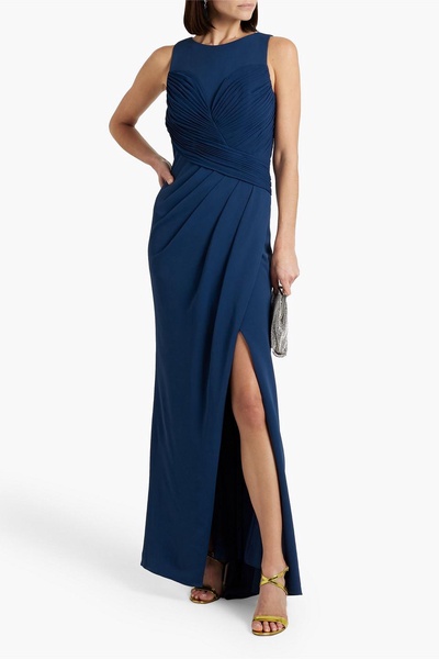 Pleated crepe gown