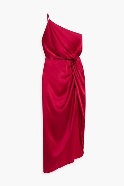 One-shoulder twisted silk-satin gown