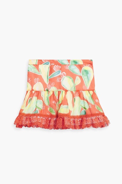 Vitoria ruffled printed cotton-blend voile mini skirt