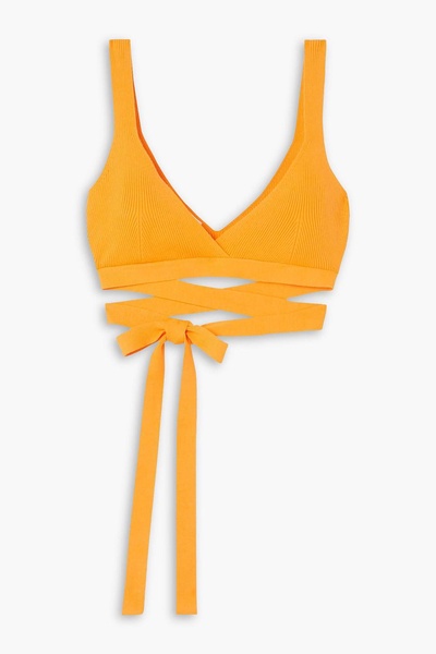 Theda tie-detailed ribbed-knit bralette