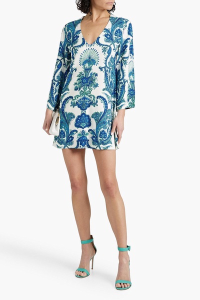 Riley printed stretch-crepe mini dress