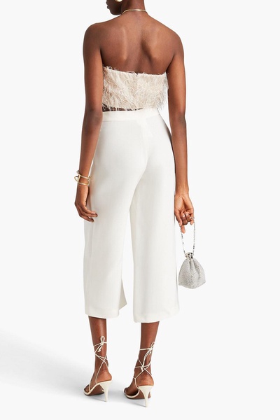 Cropped silk-crepe wide-leg pants