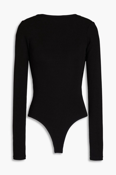 Cutout ribbed-jersey bodysuit