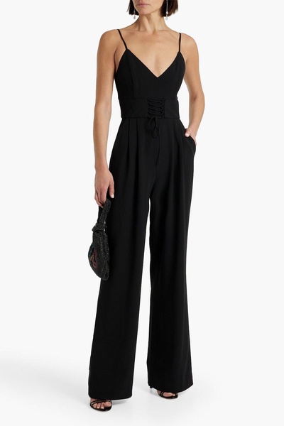 Ziggy lace-up crepe wide-leg jumpsuit