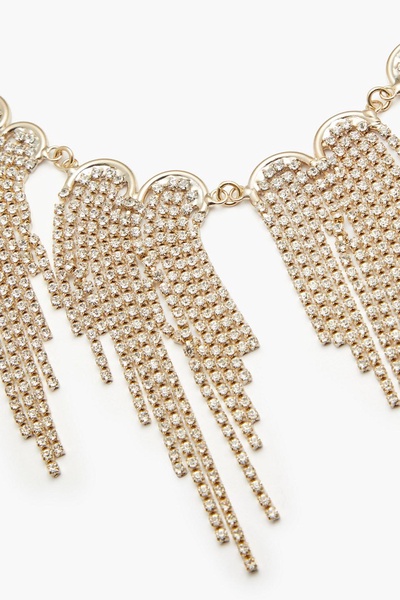 Fringed gold-tone crystal necklace