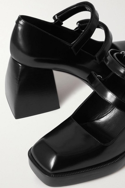 Bulla Babies glossed-leather platform Mary Jane pumps