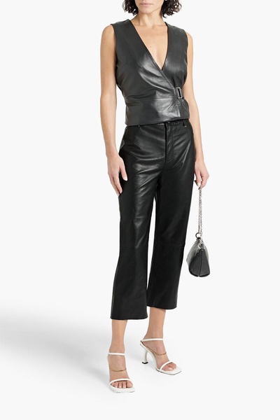 Venice cropped leather wide-leg pants