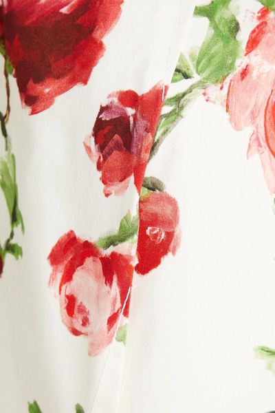 Floral-print cotton-blend twill midi dress