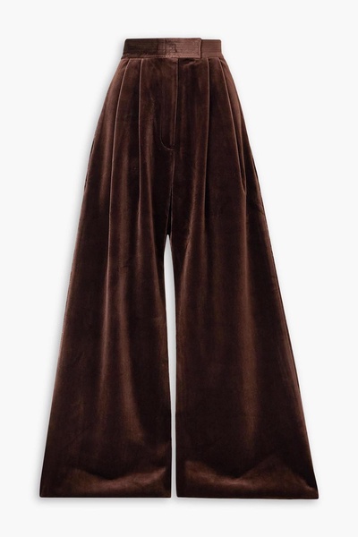 Rowe pleated stretch-velvet wide-leg pants