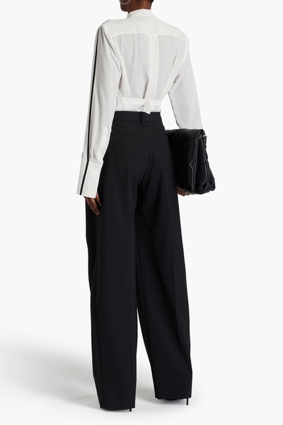 Pintucked silk crepe de chine shirt