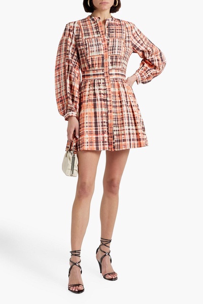 Charmese pintucked cotton-gauze mini shirt dress