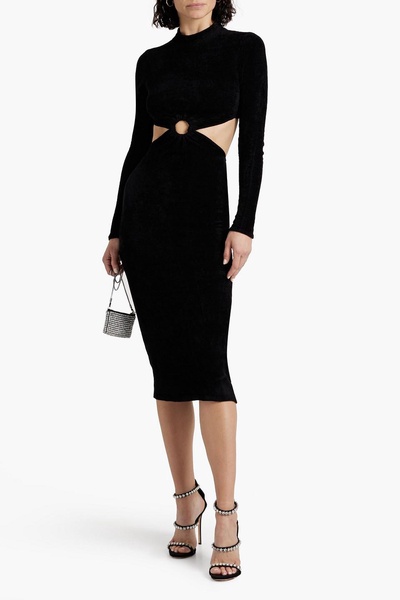 Chryssa cutout ruched terry midi dress