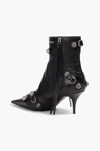 Cagole embellished pebbled-leather ankle boots