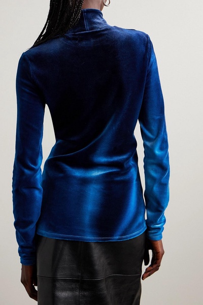 Ombré stretch-velvet turtleneck top