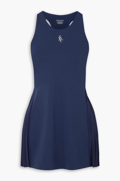 Pleated printed stretch tennis dress