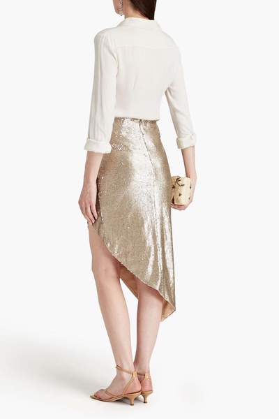 Elisa asymmetric sequined stretch-knit skirt