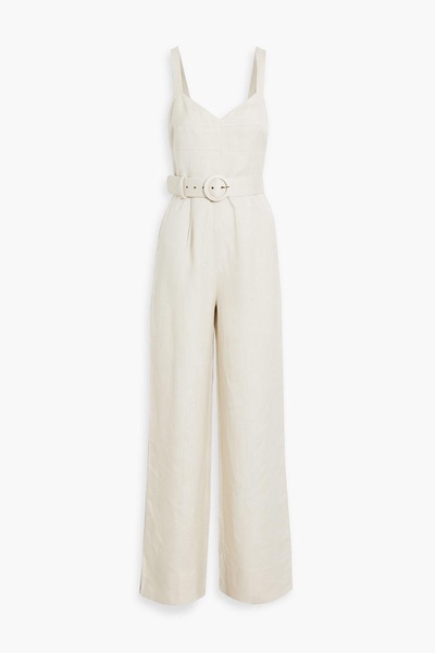 Yvette belted linen-blend wide-leg jumpsuit