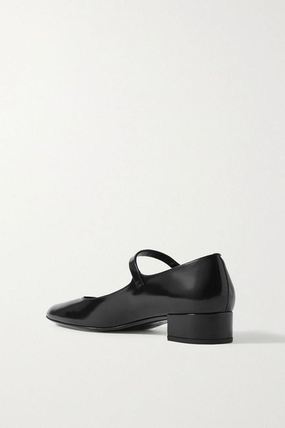 Brushed-leather Mary Jane pumps