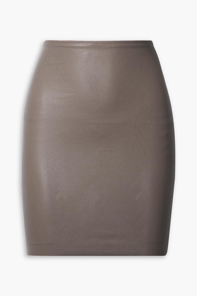 Faux stretch-leather mini skirt