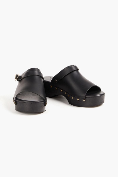 Studded leather clogs