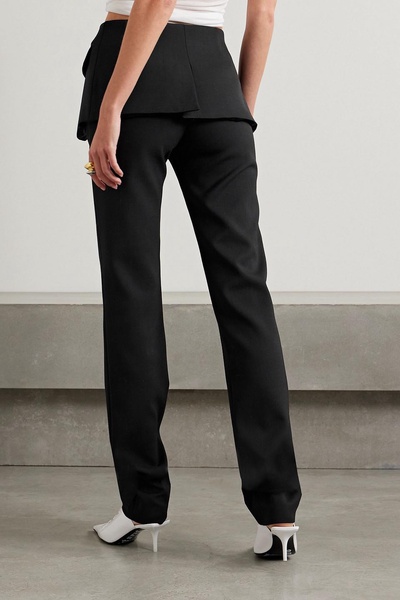 Layered twill skinny-leg pants