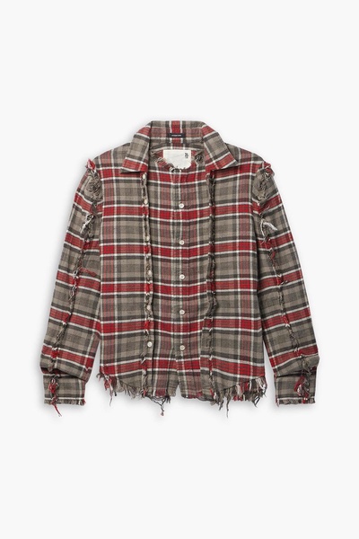 Frayed checked cotton-flannel shirt