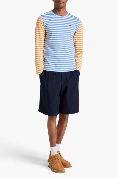 Appliquéd striped cotton-jersey T-shirt