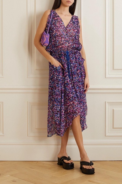 Fadelo tiered printed crepon midi dress