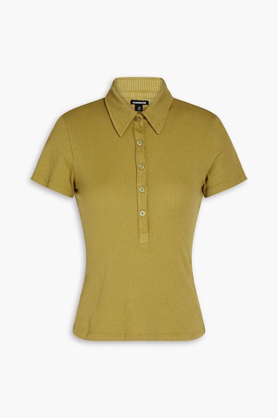 Ribbed stretch-Supima cotton jersey polo shirt