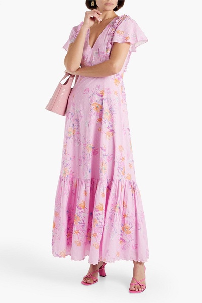 Vinnie floral-print fil coupé cotton maxi dress