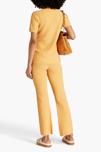 Ribbed-knit flared pants