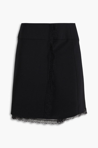 Lace-trimmed crepe mini wrap skirt