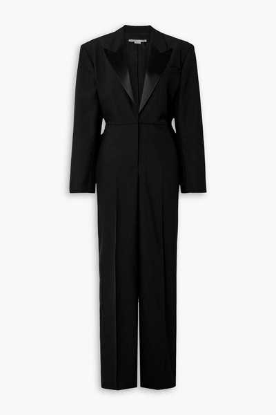 Satin-trimmed wool jumpsuit