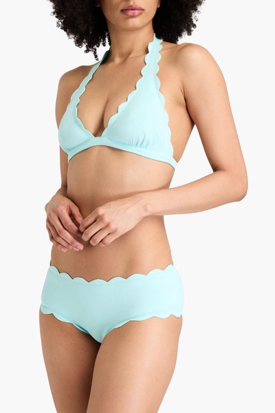 Spring scalloped seersucker halterneck bikini top