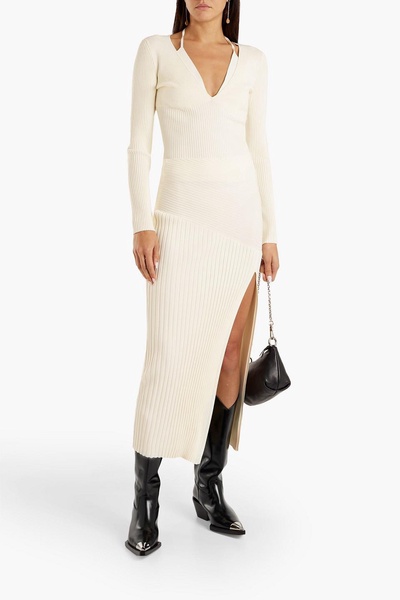 Aiya ribbed-knit midi skirt