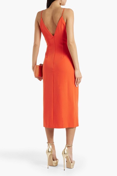 Wrap-effect stretch-crepe midi dress