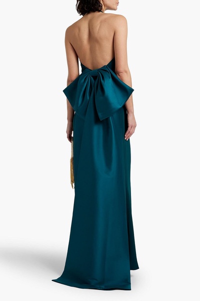 Bow-detailed scuba halterneck gown