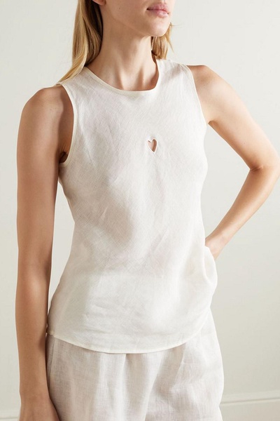 Cutout linen tank