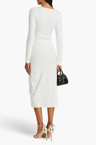 Twisted cutout stretch-knit midi dress