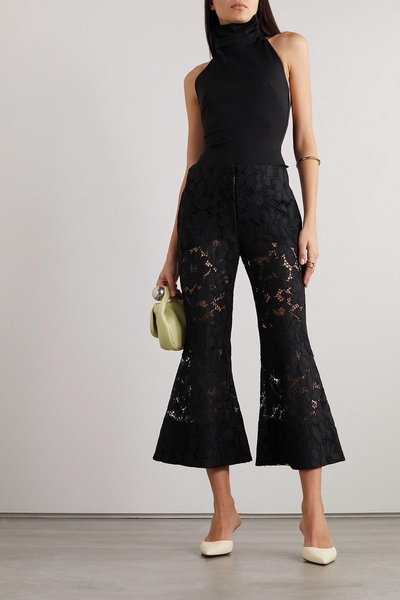 Cropped corded lace kick-flare pants