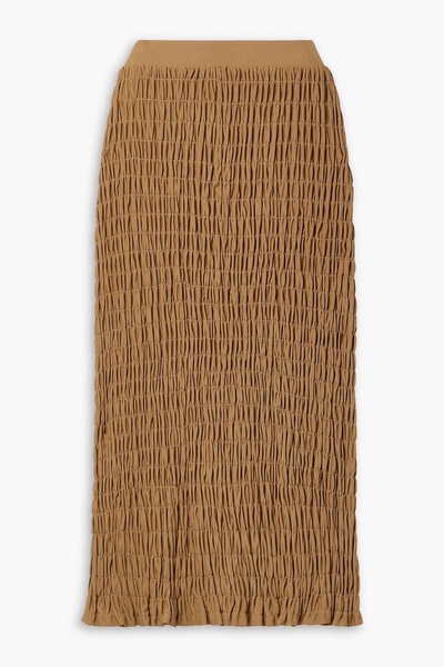 Emla shirred stretch-jersey midi skirt